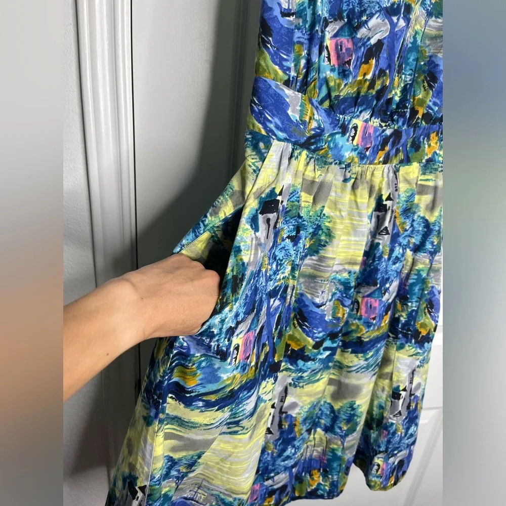 ModCloth/Emily and Fin Tuscan Landscape “Lucy” Dress Size L - Picture 9 of 14